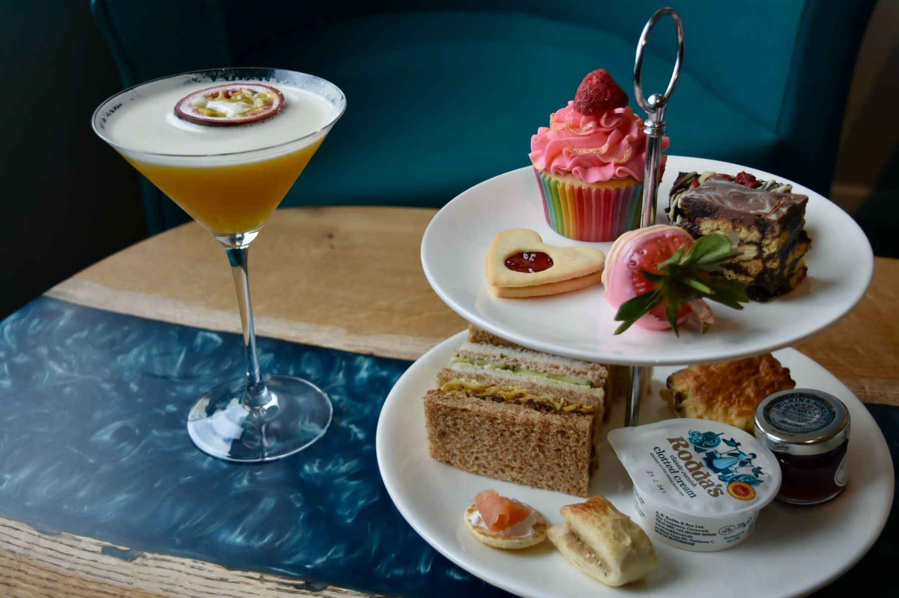 Afternoon tea with a cocktail at Teal Cafe