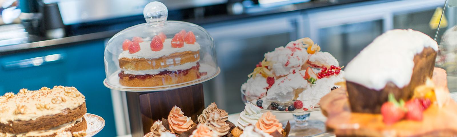 Homemade cakes on the counter