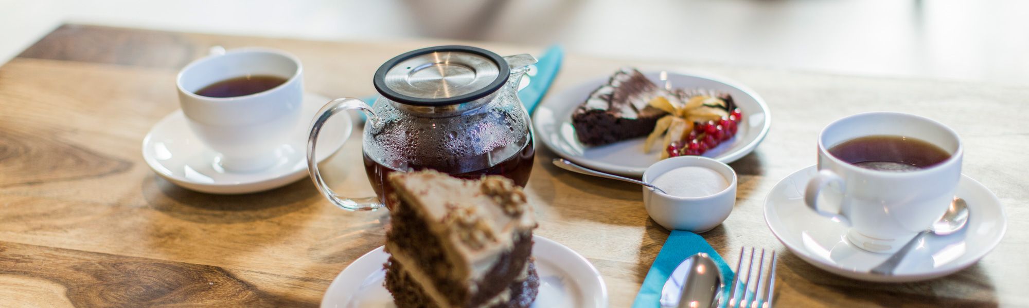 Tea and cake on the table