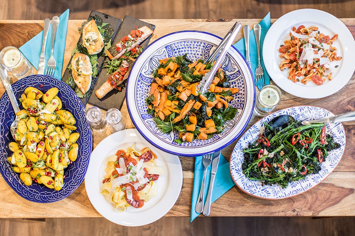 A table of fresh salads